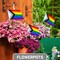 G128 50 Pack Handheld LGBT Progress Rainbow Pride Stick Flags | 8x12 In | Printed 150D Polyester, Social Flag, Solid Wooden Stick, Spear Gold Tip